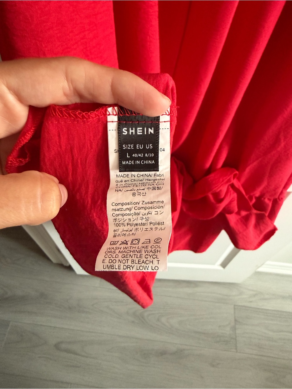 Red Smocked Flutter-Sleeve - Picture 3 of 3